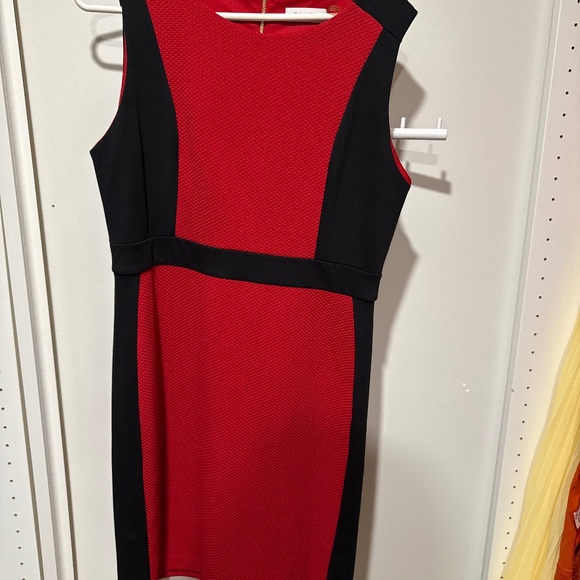 Calvin Klein red and black colour block dress - Picture 1 of 3